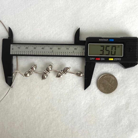 VTG Sterling Silver 925 Hand-wrought Modernist Beaded Floral Acorn Wire Necklace - Picture 14 of 16